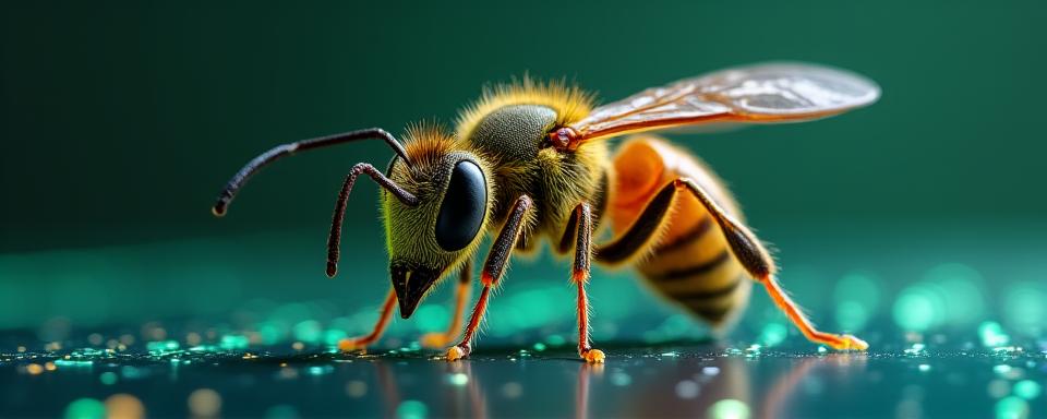 Photo macro d'insectes dans un environnement technologique